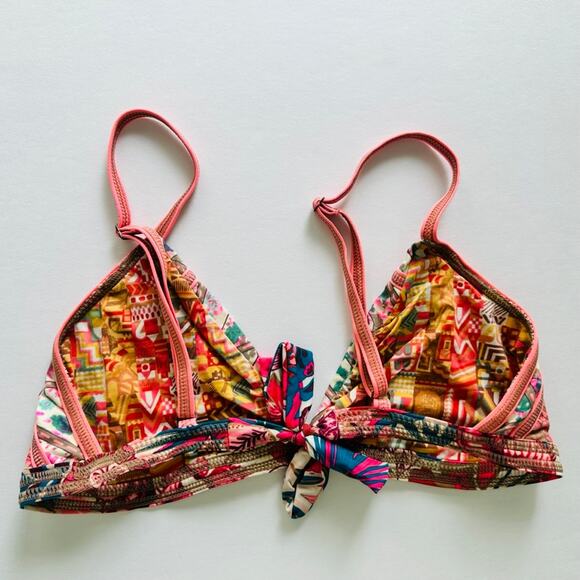 Maaji Swim Bikini Top Rainbow Dye Multi Size Medium Reversible Pink Green Blue - Picture 3 of 4